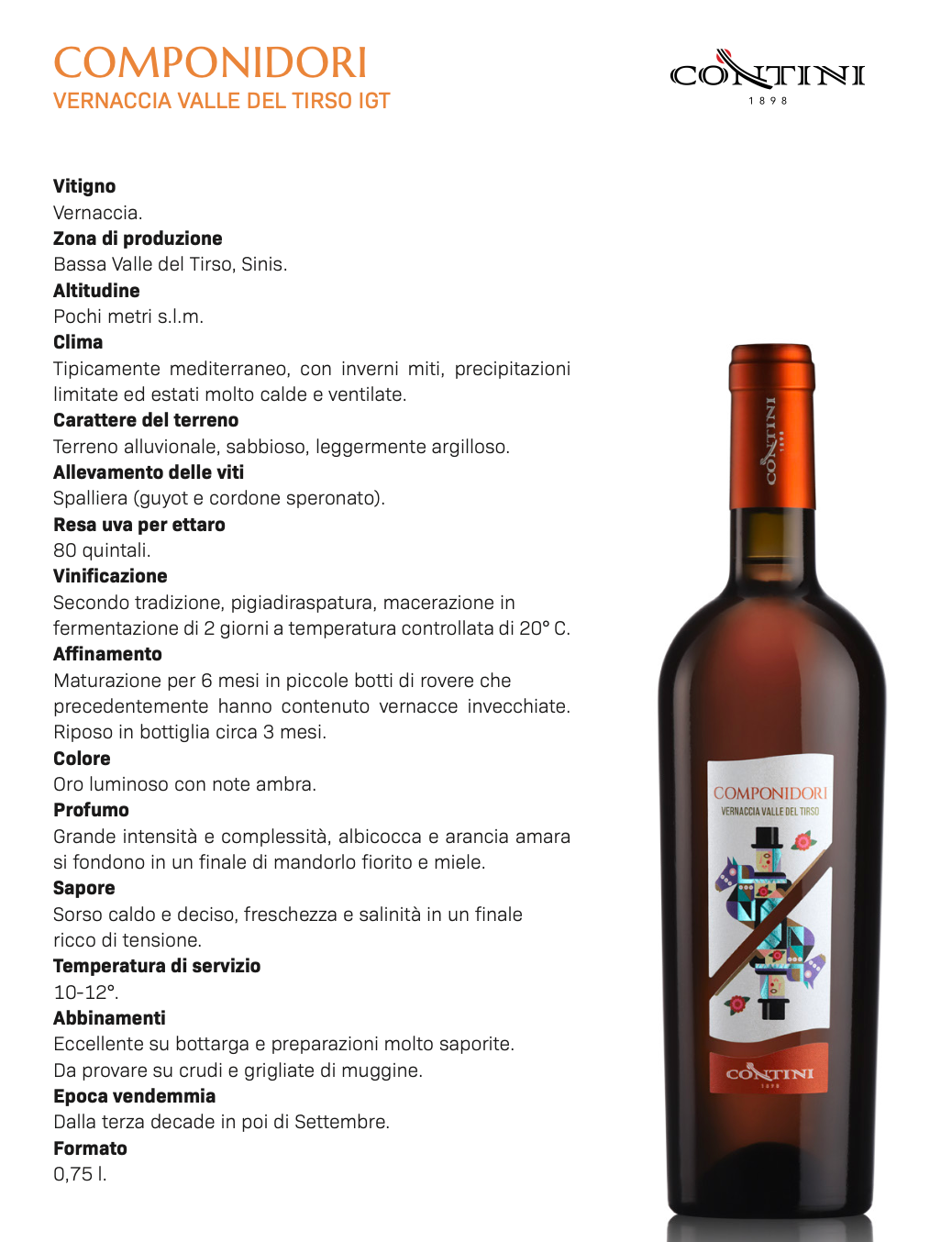 Componidori- Vernaccia della Valle del Tirso IGT 75cl